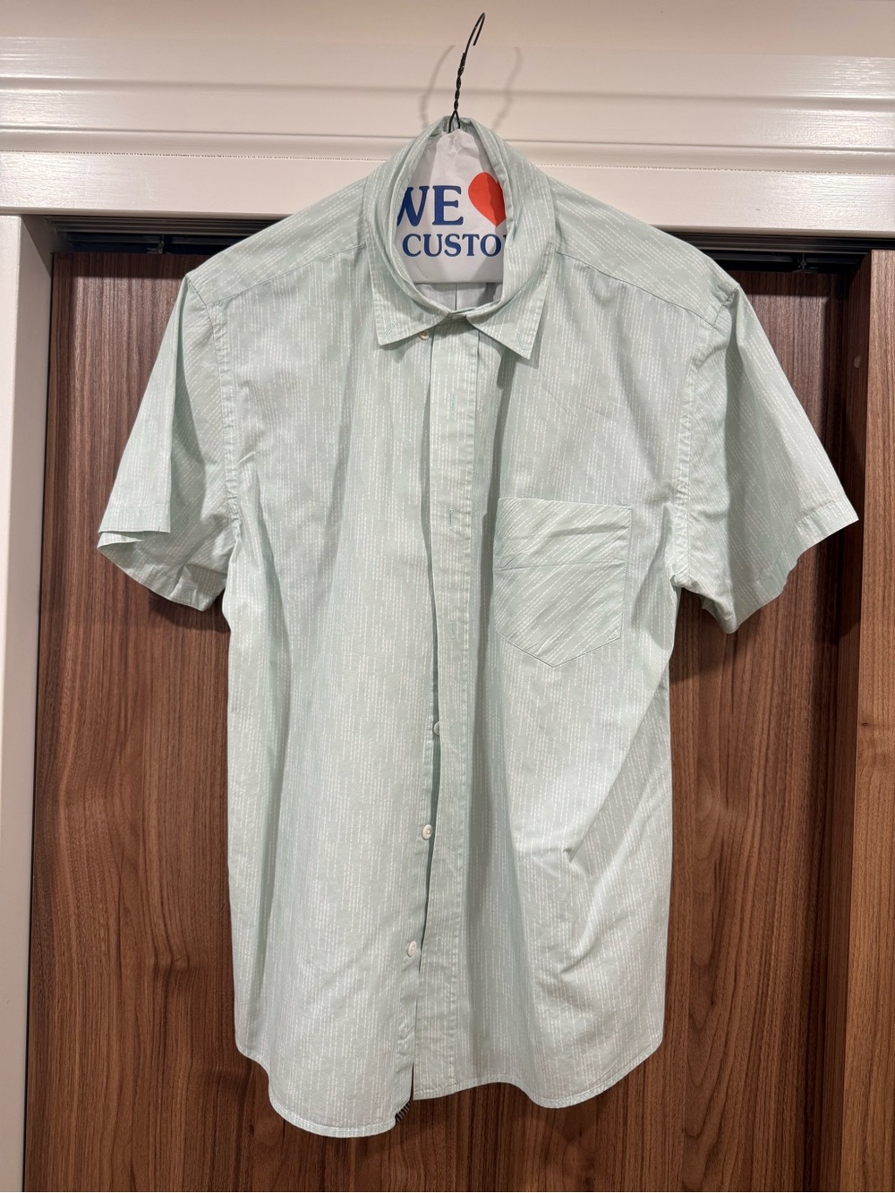 Billy Reid Men's Light Mint Short-Sleeve Button-Up Shirt M